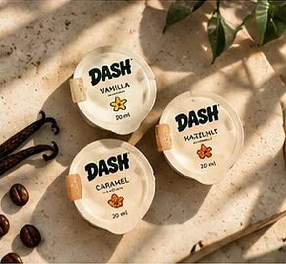 Vanilla, Caramel ve Hazelnut porsiyon kapları