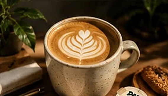 Latte art yapılmış fındıklı latte